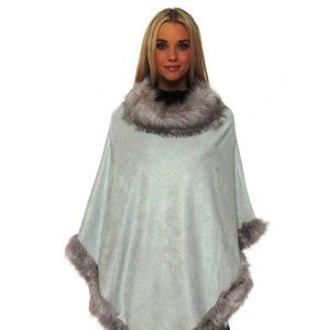 Luxury Faux Suede and Faux Fur Poncho